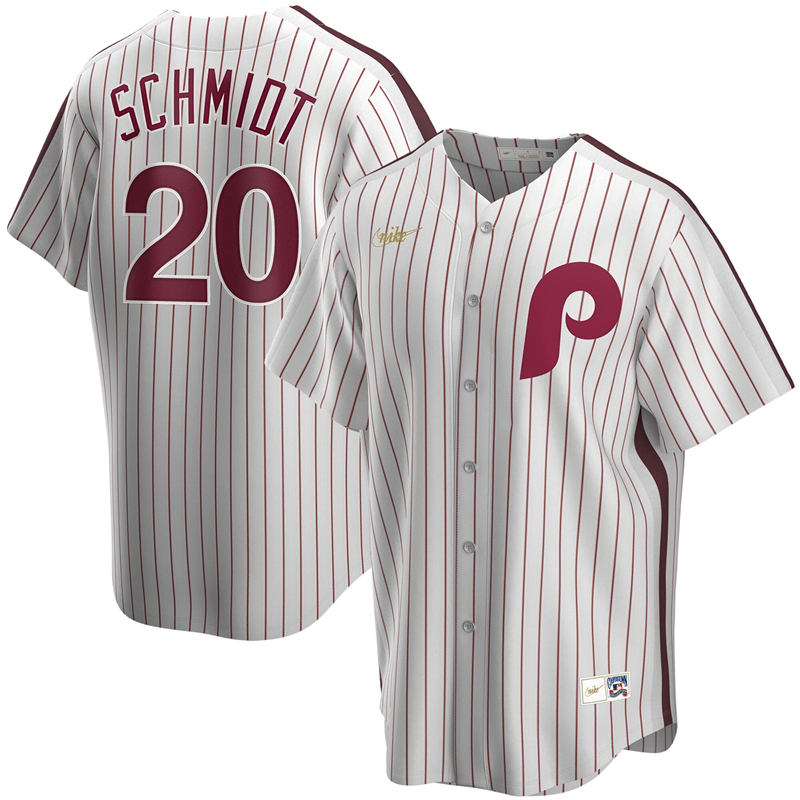 2020 MLB Men Philadelphia Phillies #20 Mike Schmidt Nike White Home Cooperstown Collection Player Jersey 1